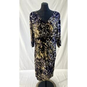 Lauren Ralph Lauren Print Dress Size 18W Black Purple Browns